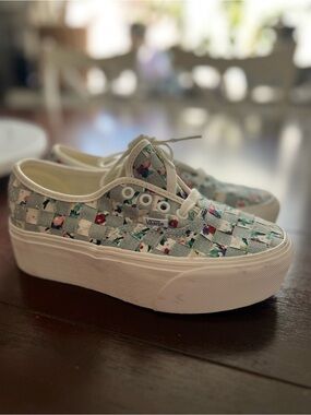 Vans Stackform Authentic Floral Checkerboard Platform Sneakers